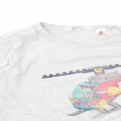 H&M Boys Grey Geometric  Basic T-Shirt Size 9 Years