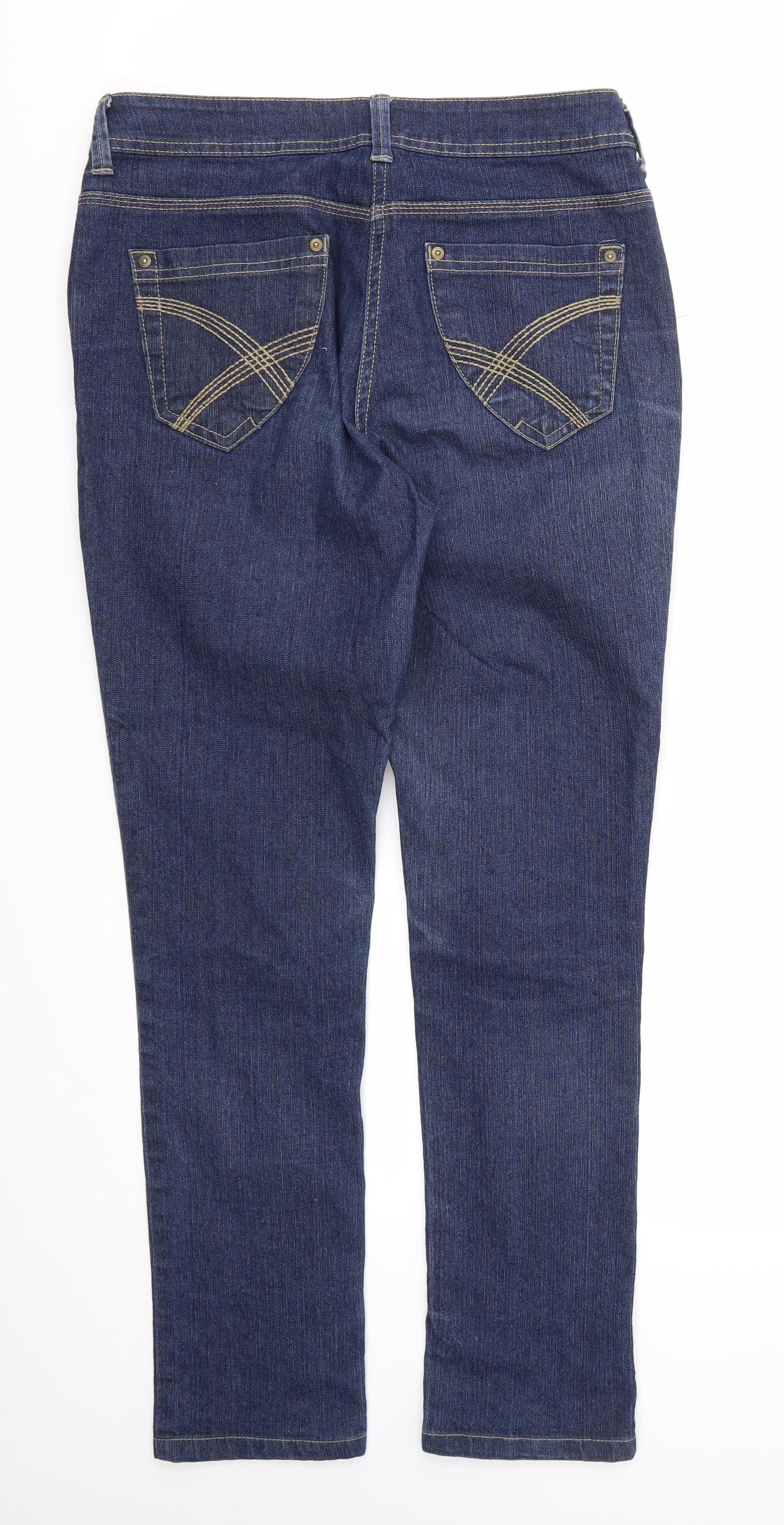 F&F Womens Blue Houndstooth  Skinny Jeans Size 12 L28 in