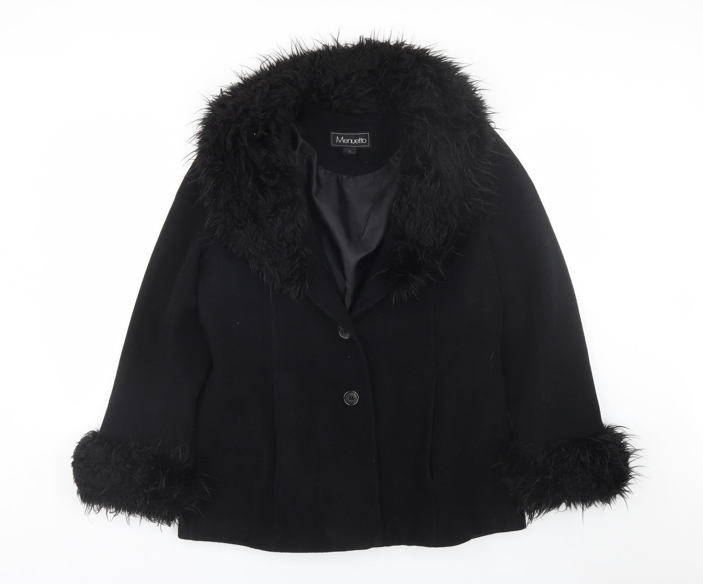 Menutto Womens Black   Jacket Coat Size 16