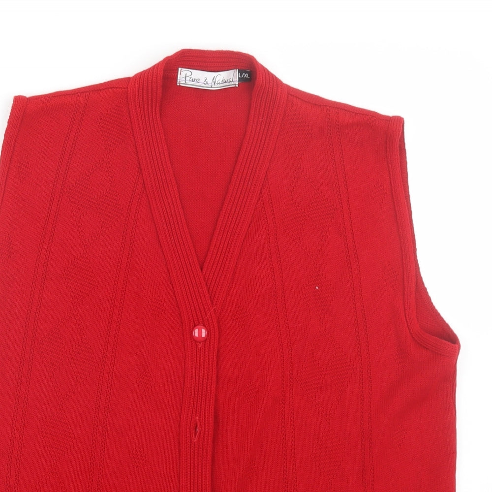 Pure & Natural Womens Red   Cardigan Jumper Size XL