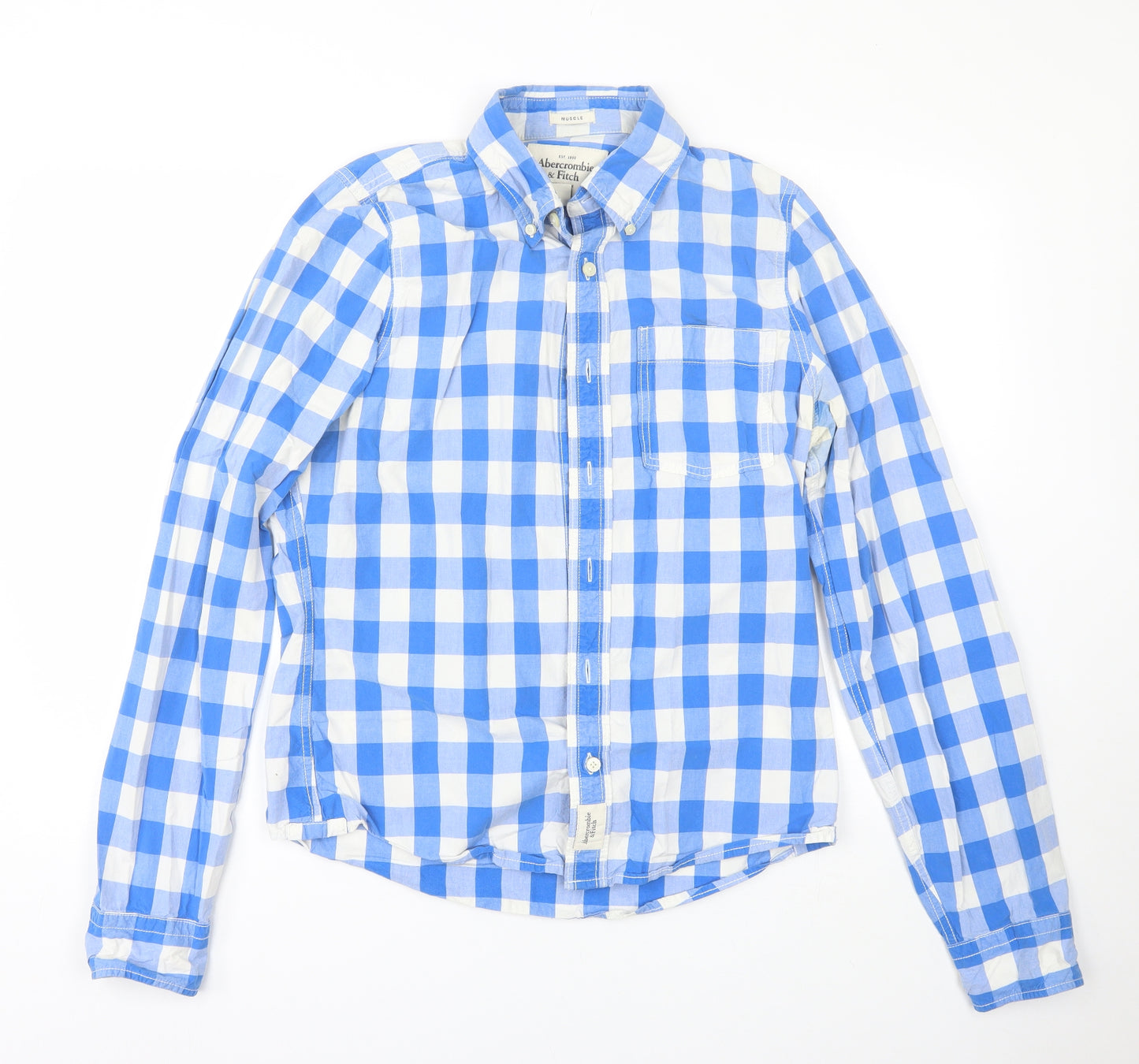 Abercrombie & Fitch Mens Blue Plaid   Button-Up Size L