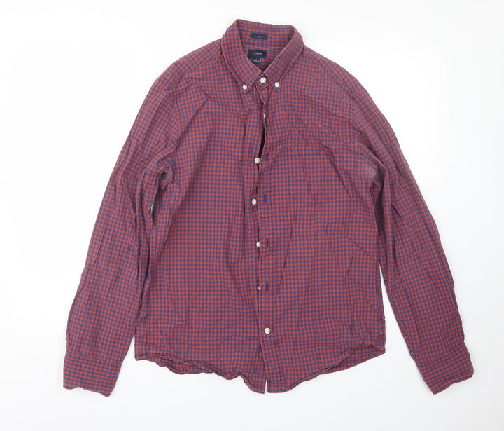 J crew Mens Red Plaid Button-Up Size M