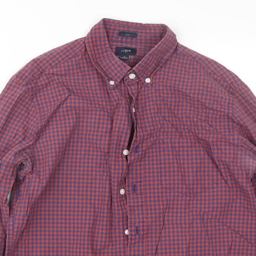 J crew Mens Red Plaid   Button-Up Size M