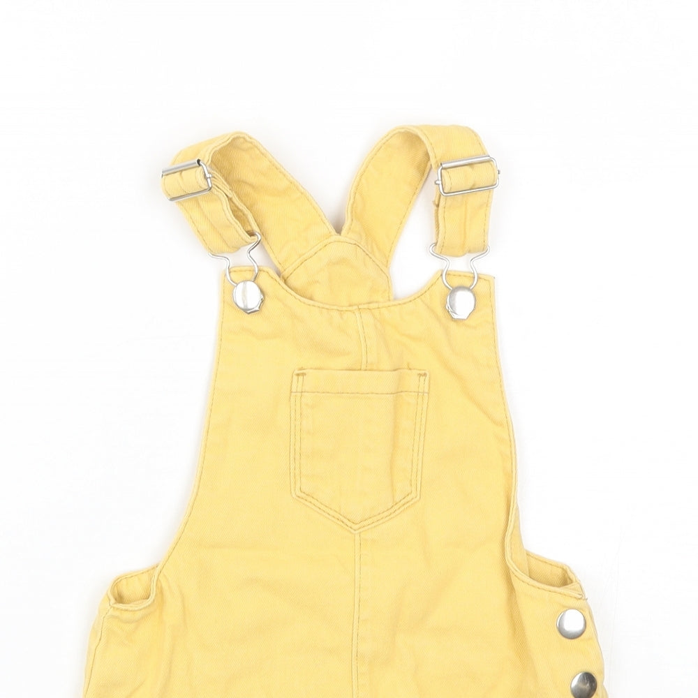 F&F Girls Yellow  Denim Pinafore/Dungaree Dress  Size 3-4 Years