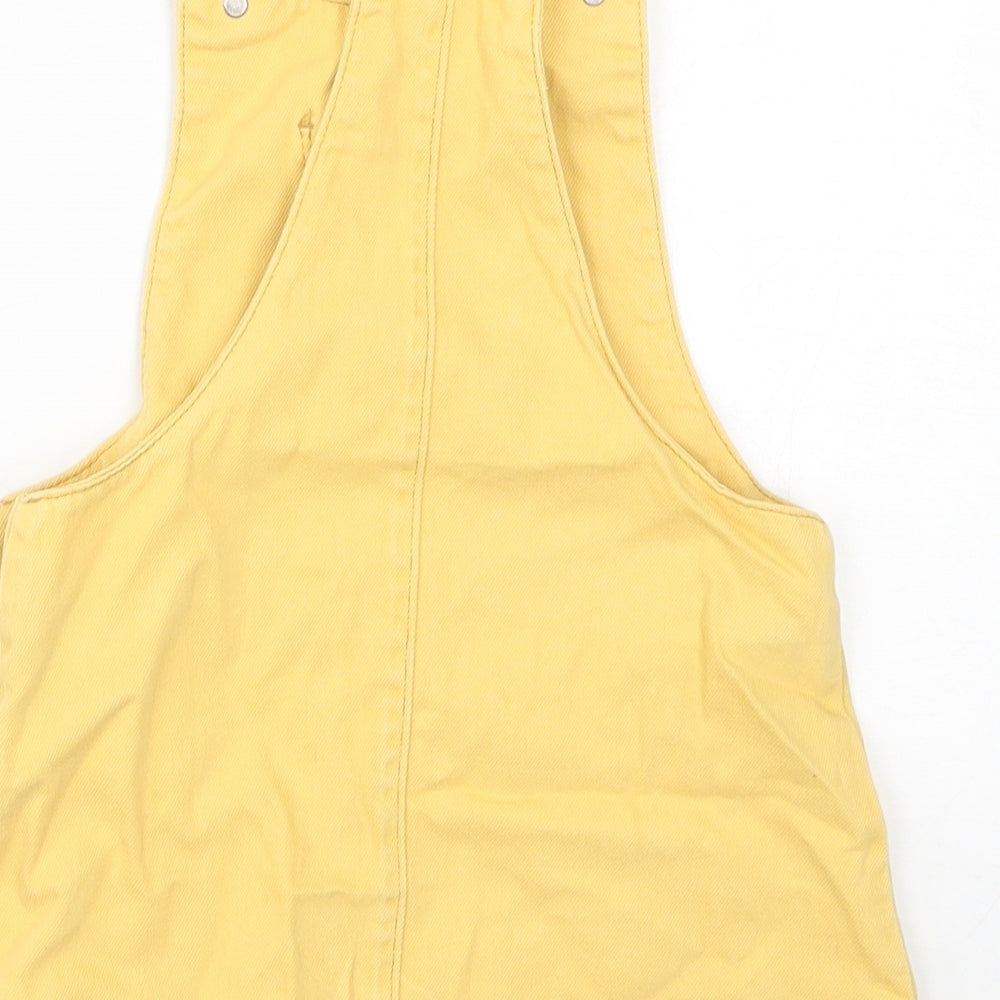 F&F Girls Yellow  Denim Pinafore/Dungaree Dress  Size 3-4 Years
