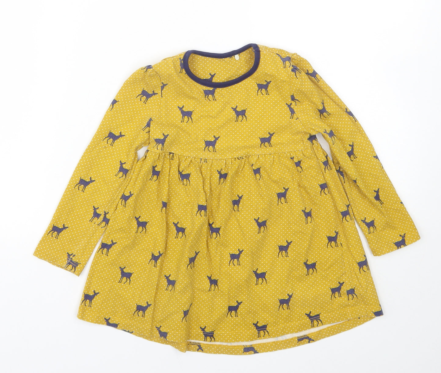 Mini Club Girls Yellow Polka Dot  T-Shirt Dress  Size 2-3 Years