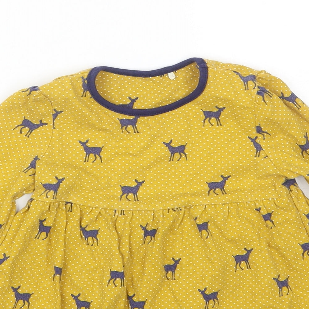 Mini Club Girls Yellow Polka Dot  T-Shirt Dress  Size 2-3 Years
