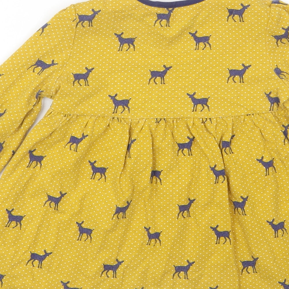 Mini Club Girls Yellow Polka Dot  T-Shirt Dress  Size 2-3 Years