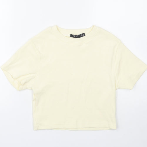 Nasty Gal Womens Yellow   Cropped T-Shirt Size 8