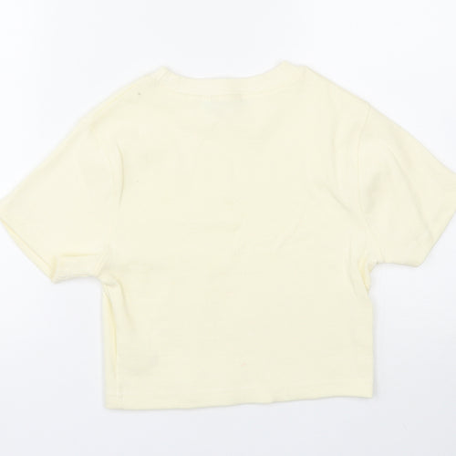 Nasty Gal Womens Yellow   Cropped T-Shirt Size 8