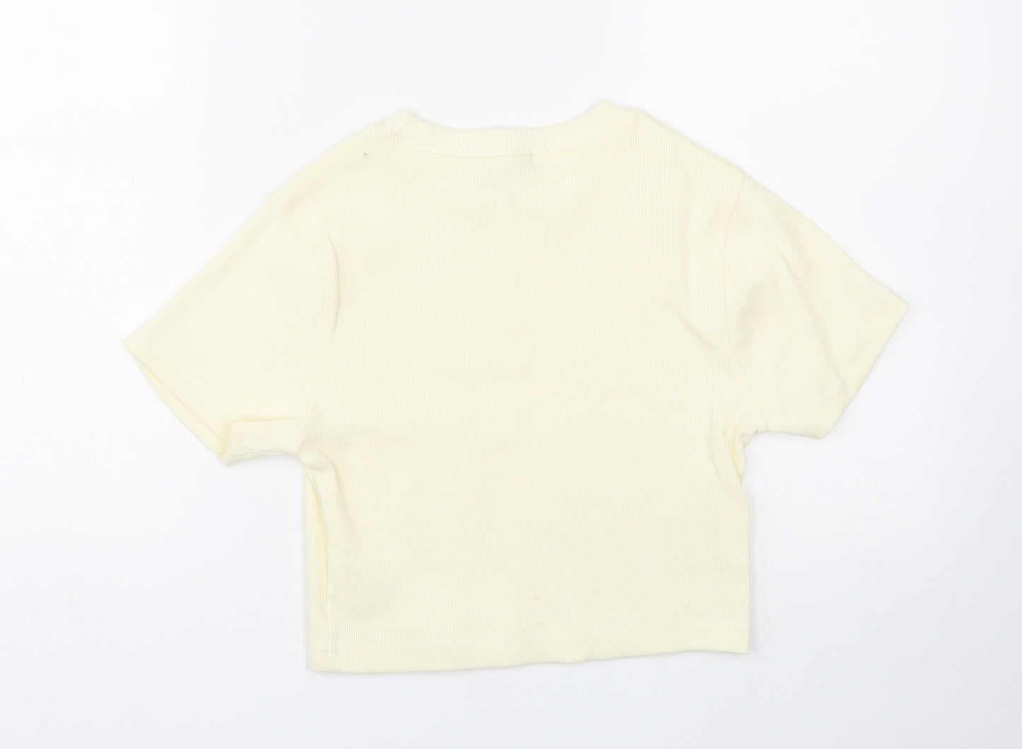 Nasty Gal Womens Yellow   Cropped T-Shirt Size 8