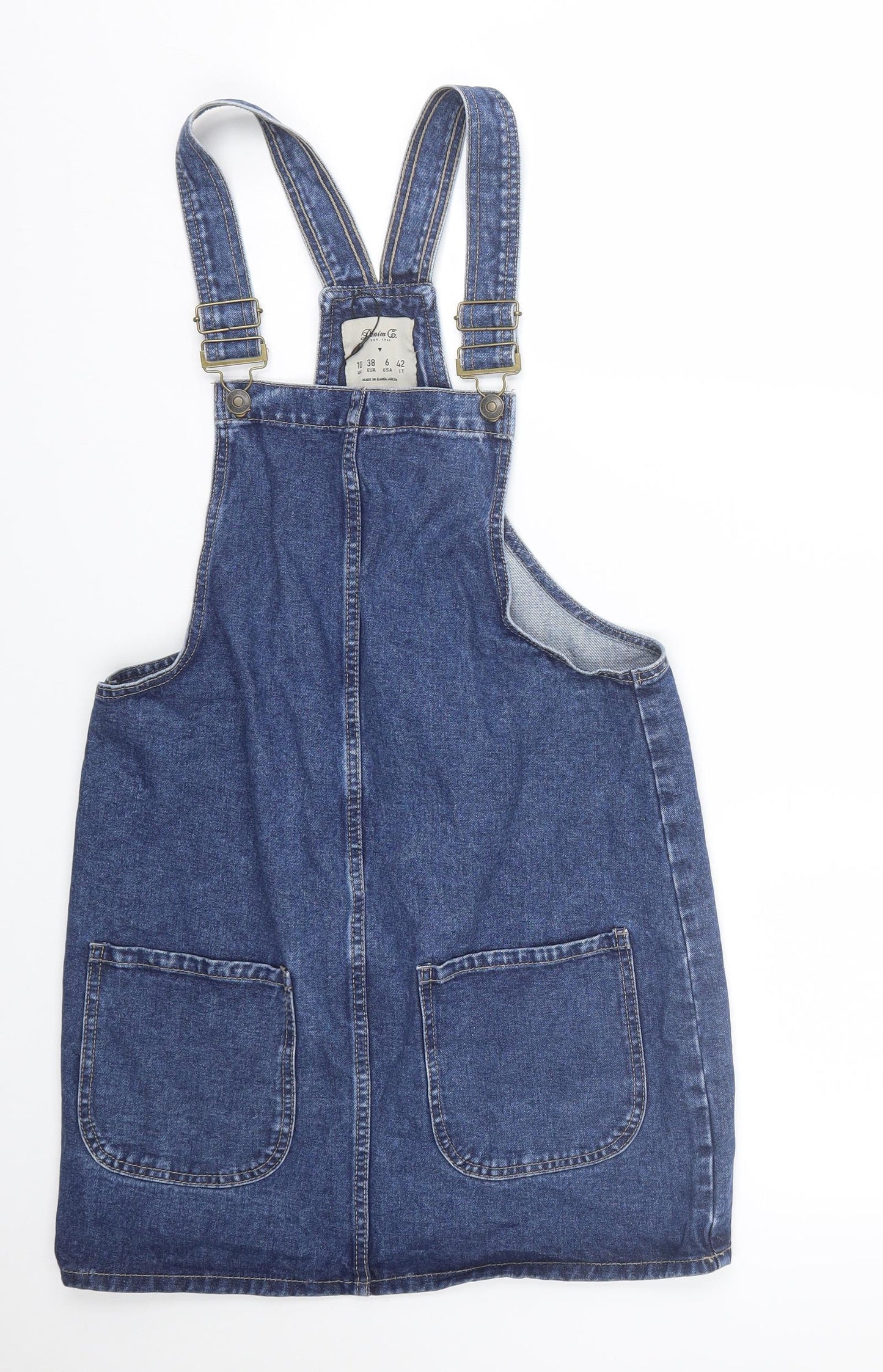 Denim co Womens Blue  Denim Pinafore/Dungaree Dress  Size 10