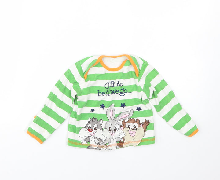 George Baby Green Striped Cami Pyjama Top Size 9-12 Months - Baby Looney Tunes