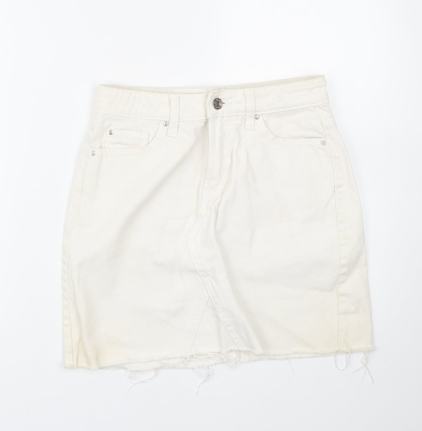 Denim co Womens White  Denim Mini Skirt Size 6