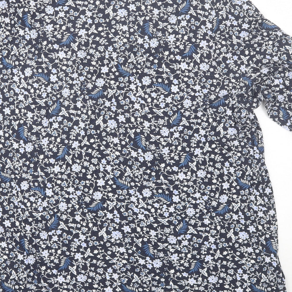 M&S Womens Blue Floral  Basic T-Shirt Size 20