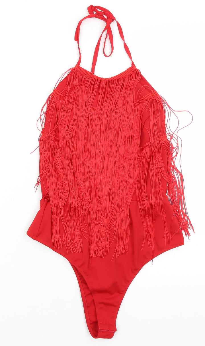 Pretty Little Thing Womens Red Bodysuit One-Piece Size 6