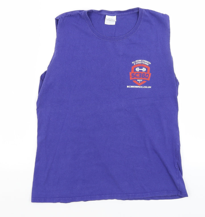 Gildan Womens Blue Basic Tank Size L