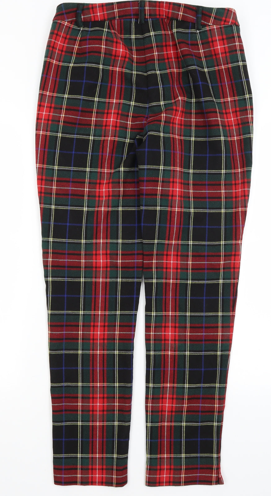 M&S Womens Red Plaid  Capri Trousers Size 14 L28.5 in