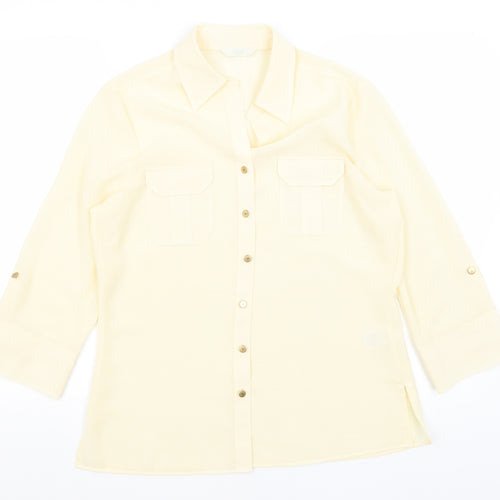 M&S Womens Yellow   Basic Button-Up Size 12