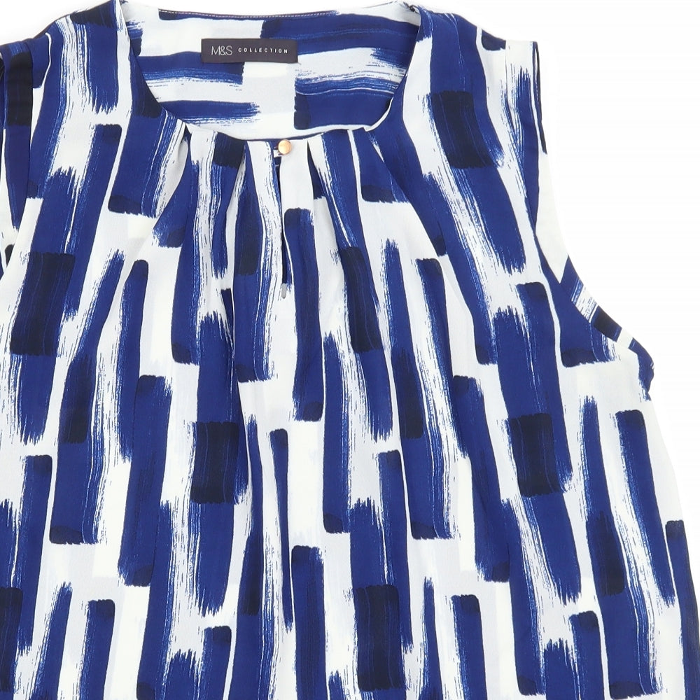 M&S Womens Blue   Basic Blouse Size 14