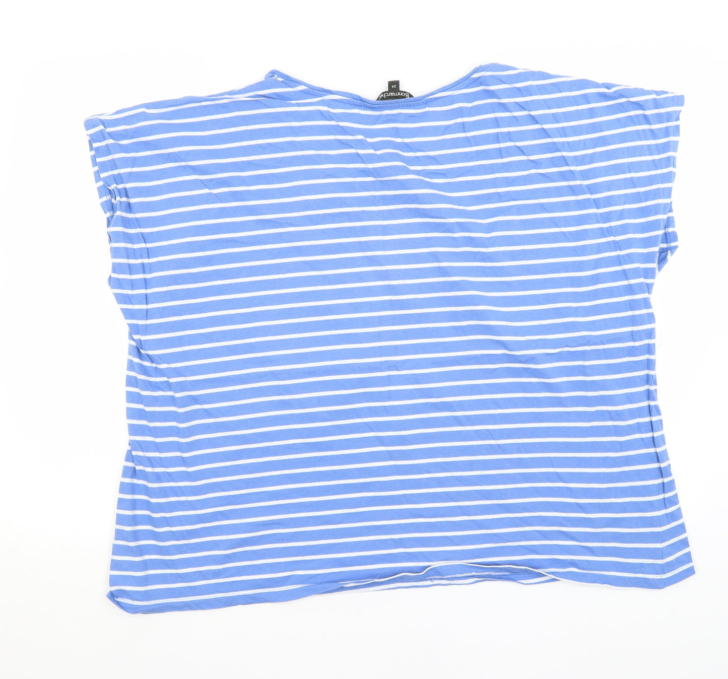 Bonmarche Womens Blue Striped  Basic T-Shirt Size 24