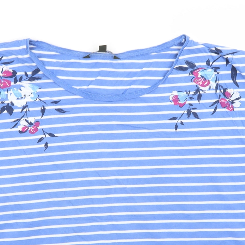 Bonmarche Womens Blue Striped  Basic T-Shirt Size 24