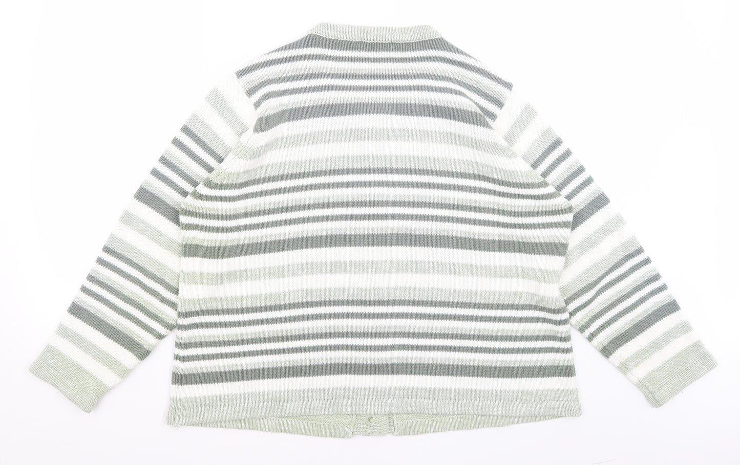 BM Womens Grey Striped  Cardigan Jumper Size XL