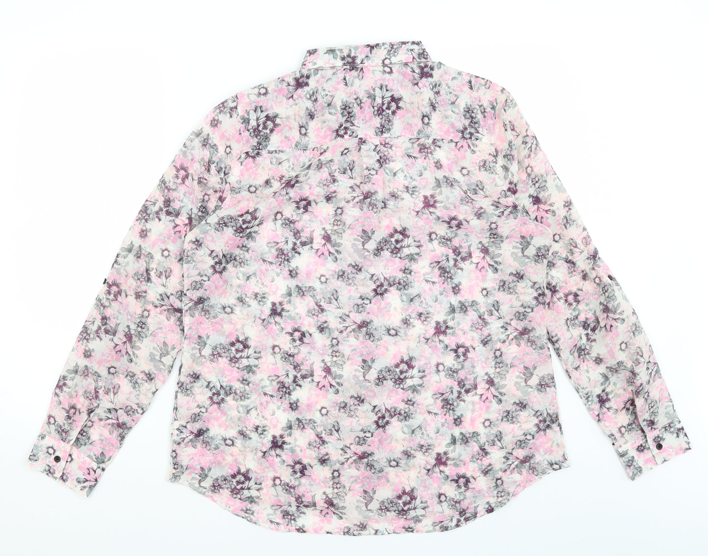 Pep & Co Womens Pink Floral  Basic Button-Up Size 16