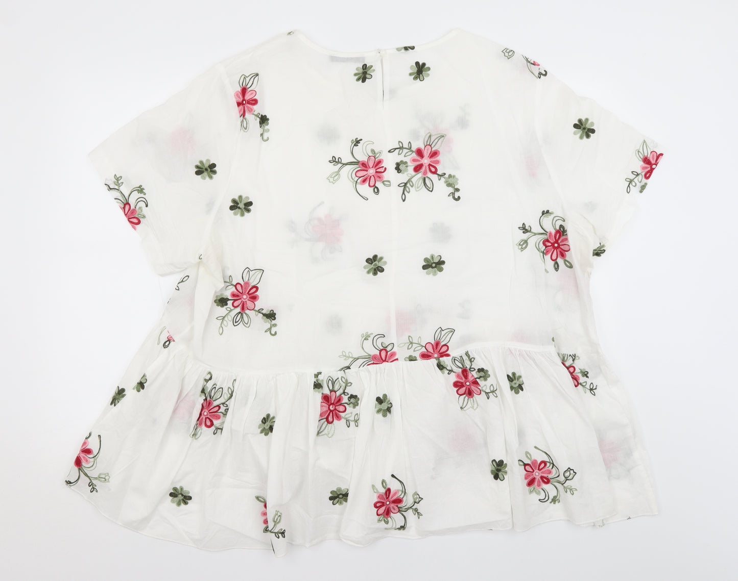 SheIn Womens White Floral  Basic Blouse Size 3XL