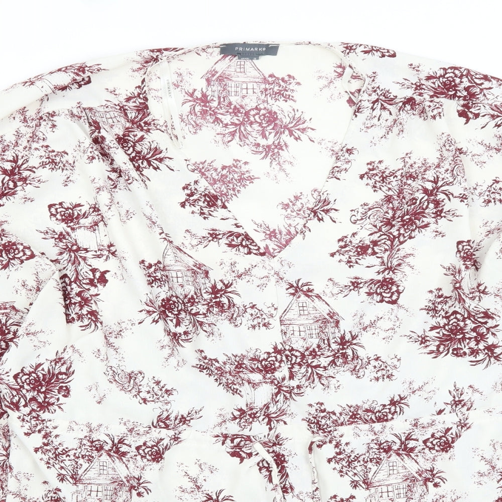 Primark Womens White Floral  Basic Blouse Size 18