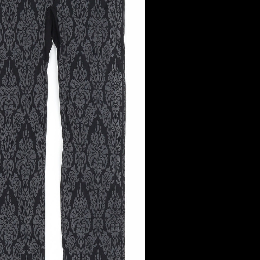 Secret Possessions Womens Black Paisley  Capri Leggings Size M L23 in