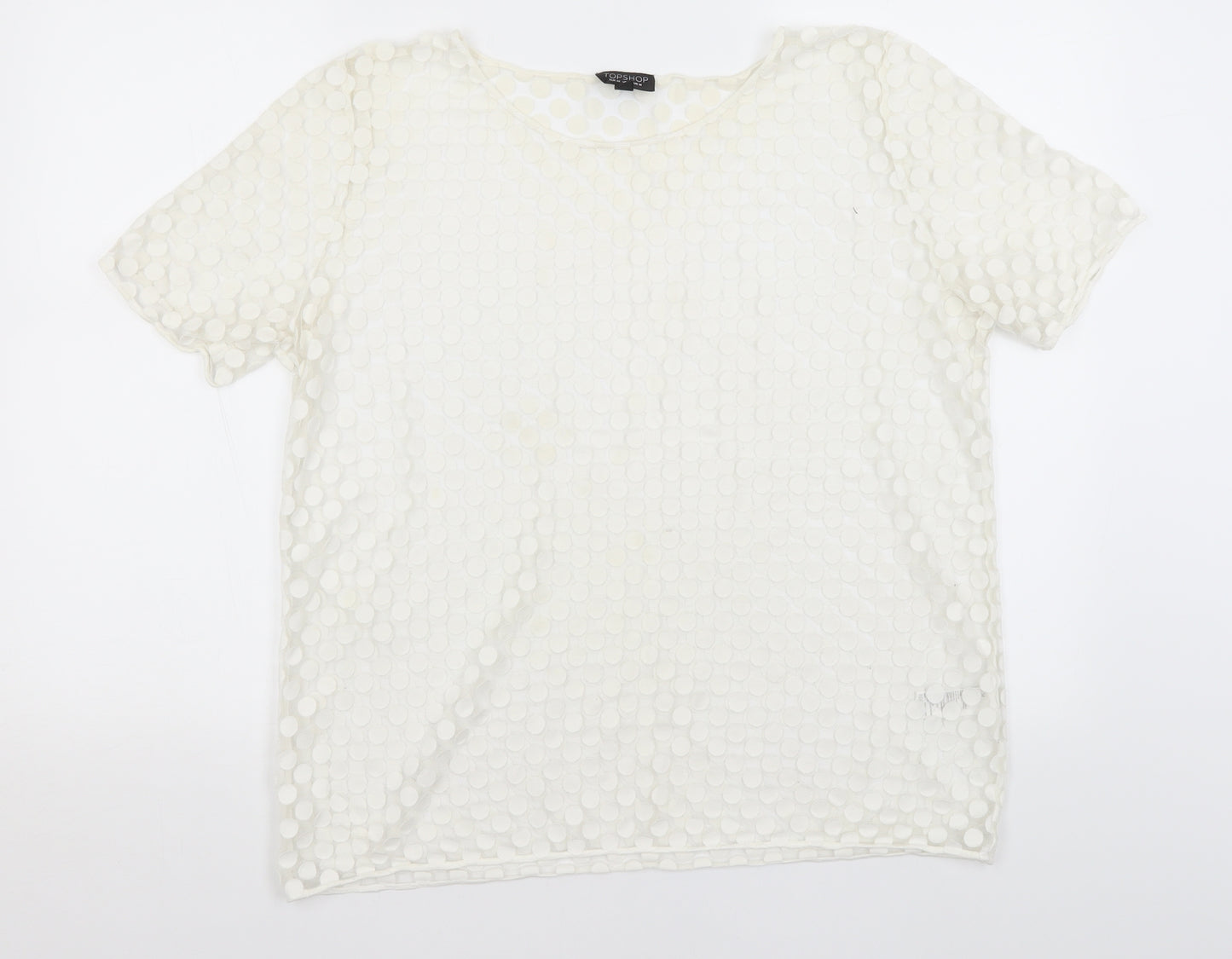 Topshop Womens Ivory Polka Dot  Basic T-Shirt Size 14