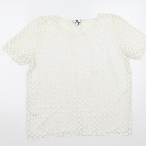 Topshop Womens Ivory Polka Dot  Basic T-Shirt Size 14