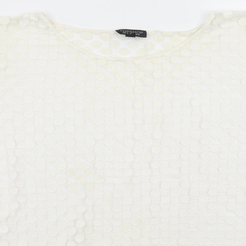 Topshop Womens Ivory Polka Dot  Basic T-Shirt Size 14