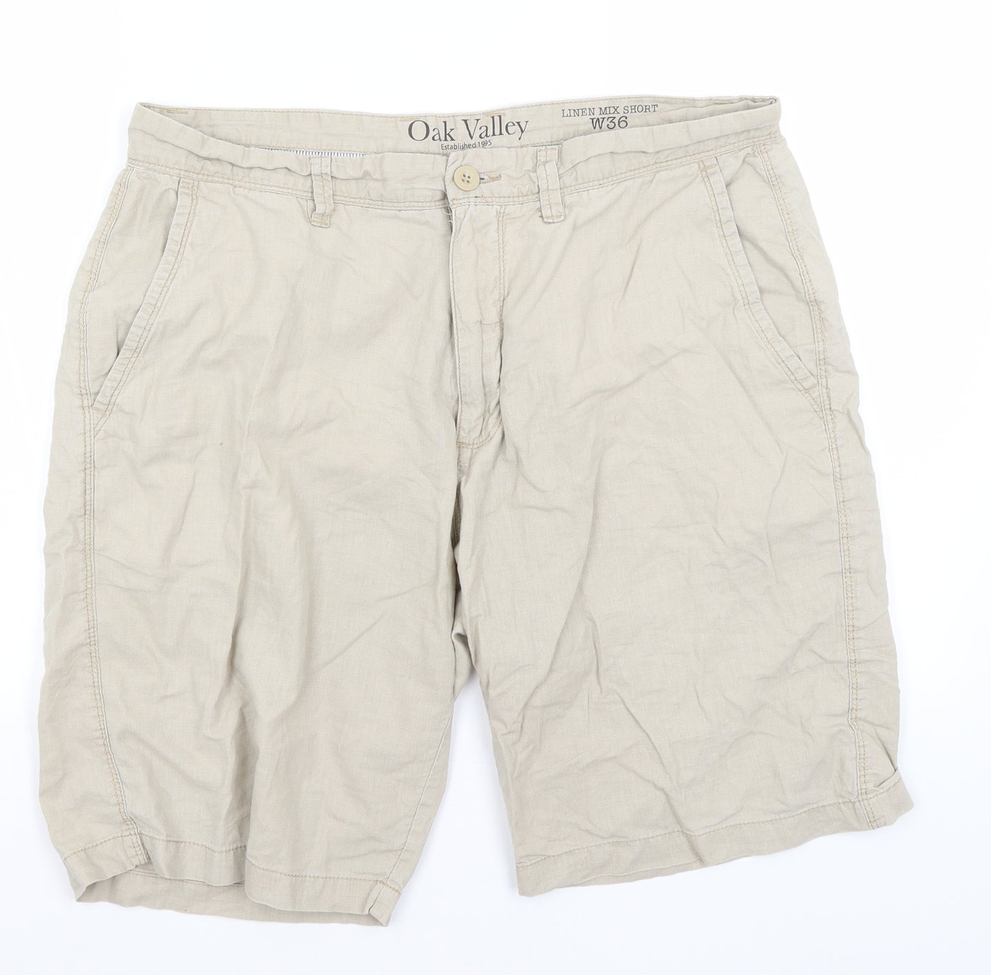 Oak Valley Mens Beige   Bermuda Shorts Size 36 in