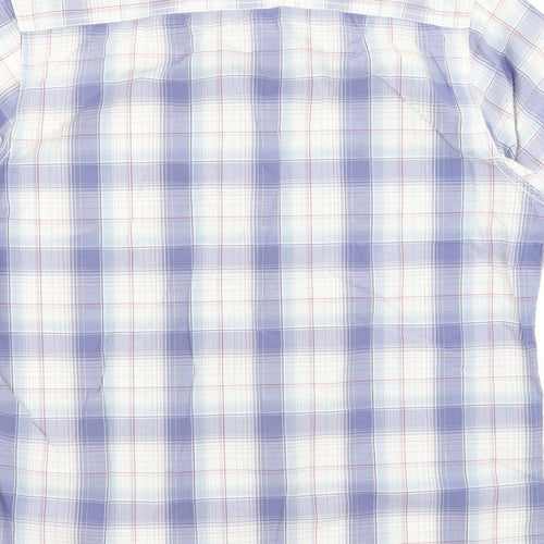 Boston Crew Mens Blue Plaid   Button-Up Size L