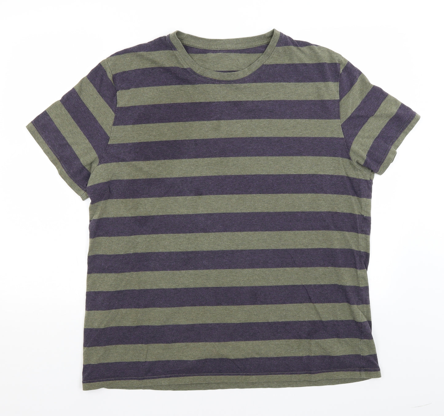 Nutmeg Mens Green Striped   T-Shirt Size 2XL