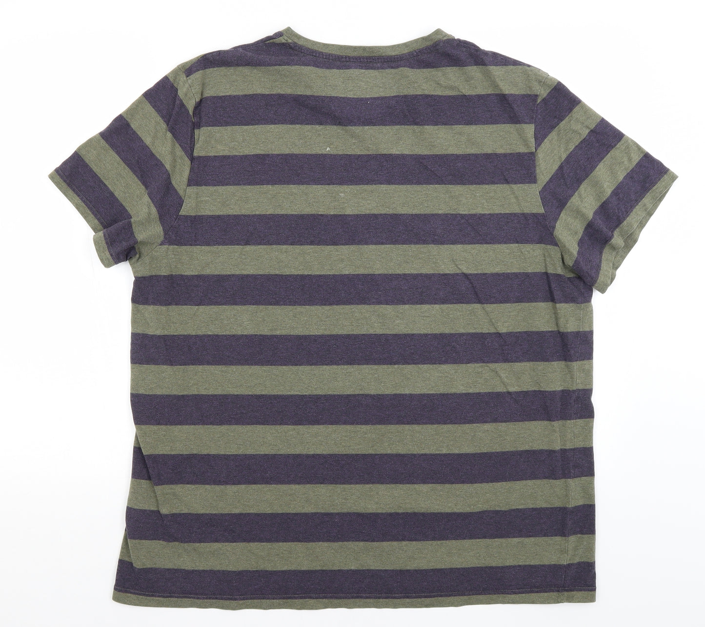Nutmeg Mens Green Striped   T-Shirt Size 2XL