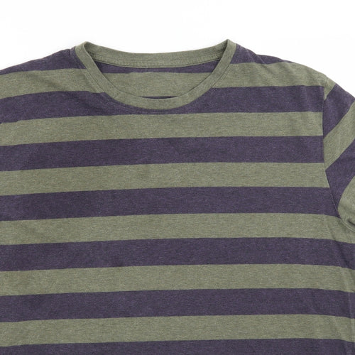 Nutmeg Mens Green Striped   T-Shirt Size 2XL