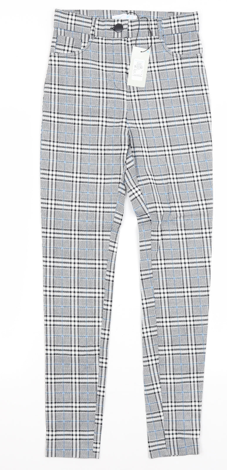 Primark Womens Black Plaid  Capri Trousers Size 8 L28.5 in