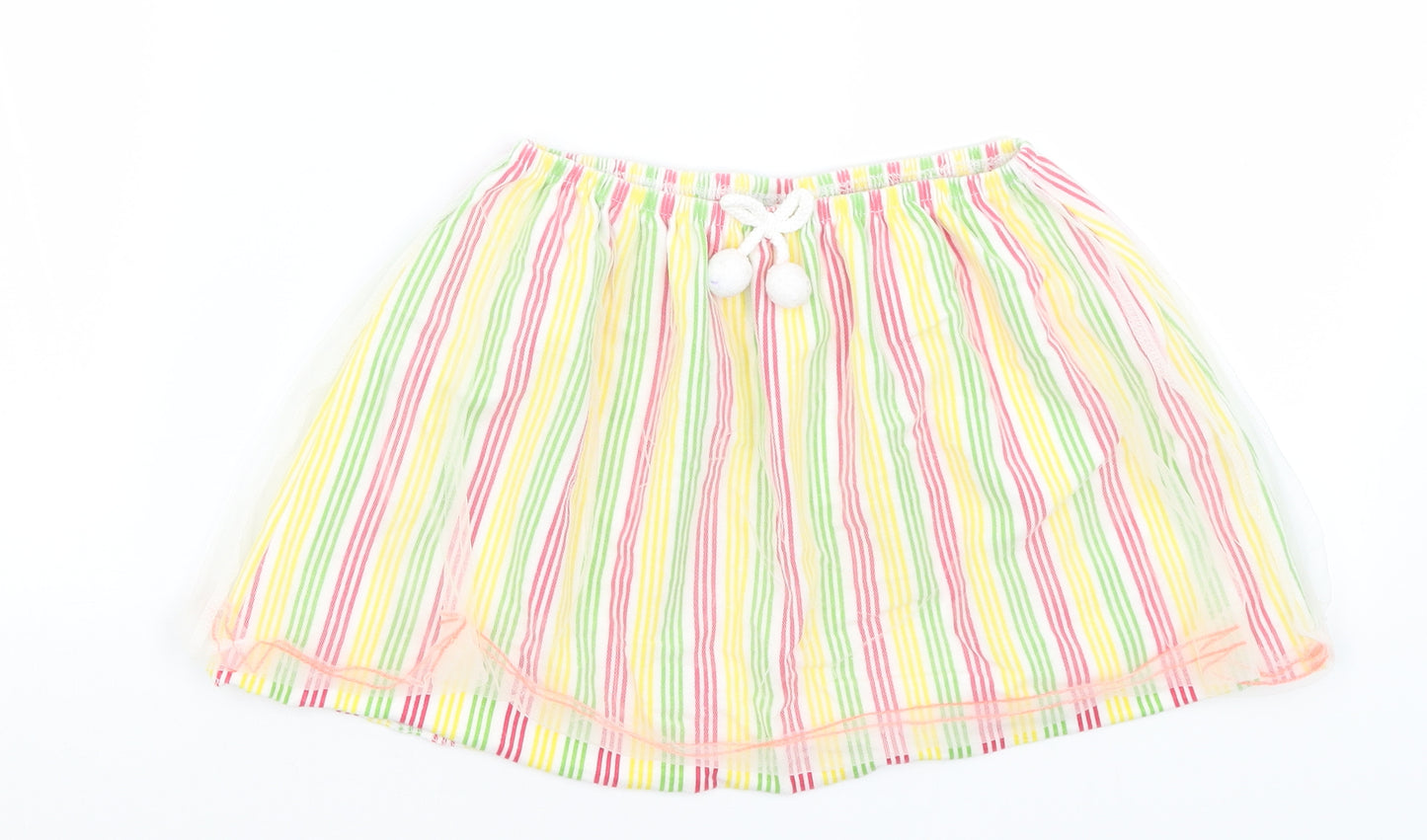 Hulabaloo Girls White Striped  Flare Skirt Size 5-6 Years