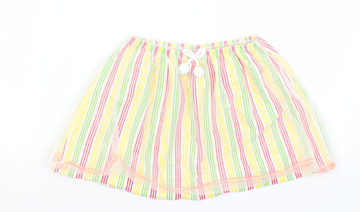 Hulabaloo Girls White Striped  Flare Skirt Size 5-6 Years
