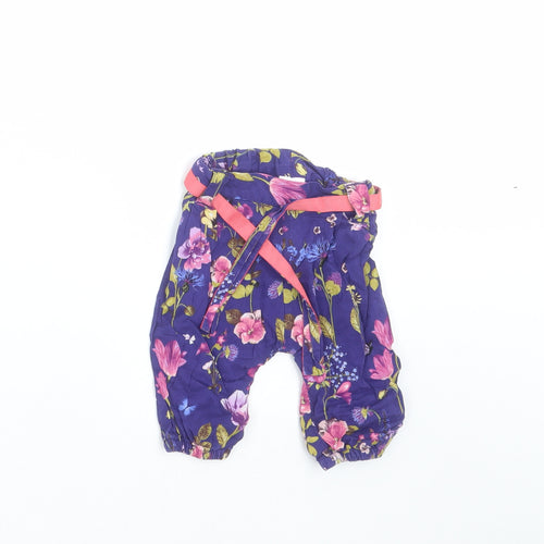 Marks and Spencer Girls Blue Floral   Trousers Size 0-3 Months