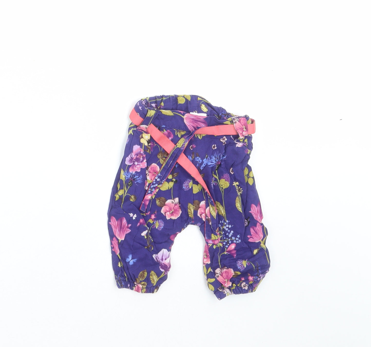 Marks and Spencer Girls Blue Floral   Trousers Size 0-3 Months