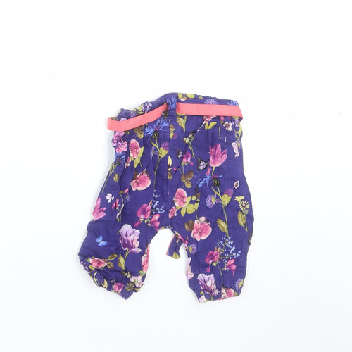 Marks and Spencer Girls Blue Floral   Trousers Size 0-3 Months