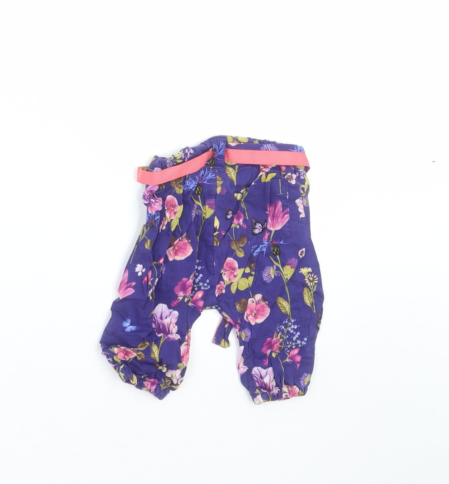 Marks and Spencer Girls Blue Floral   Trousers Size 0-3 Months