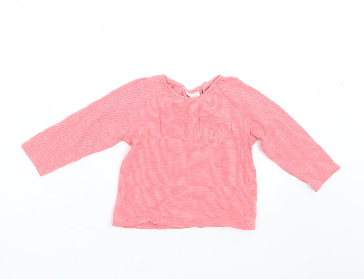 NEXT Girls Pink Striped Basic T-Shirt Size 9-12 Months