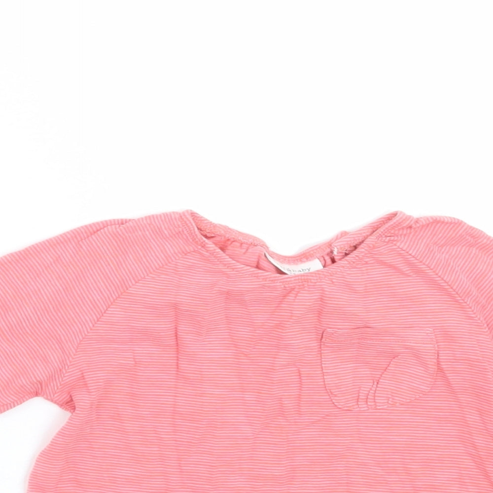 NEXT Girls Pink Striped  Basic T-Shirt Size 9-12 Months