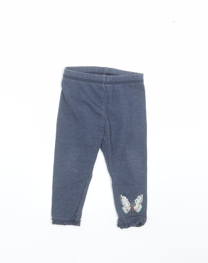 NEXT Girls Blue Trousers Size 9-12 Months - leggings, butterfly