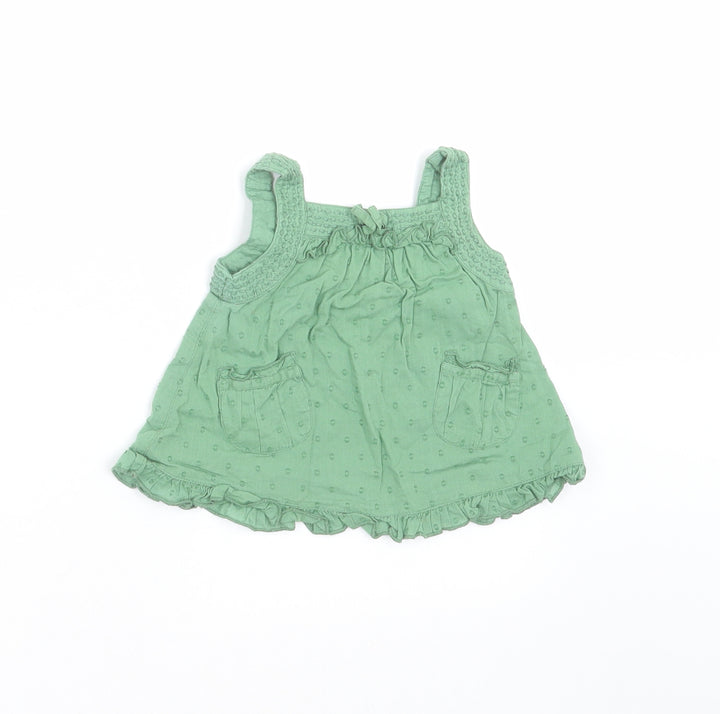 Monsoon Girls Green Geometric Basic Blouse Size 3-6 Months